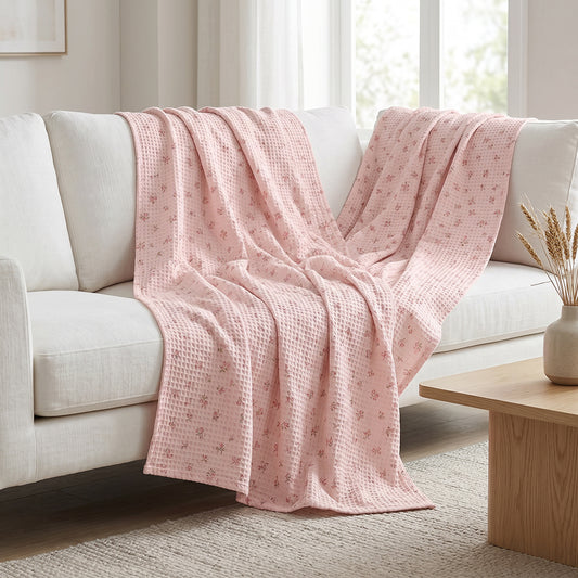 Custom Printed Soft Textured Cotton Waffle Sheet Fabric - Image 2