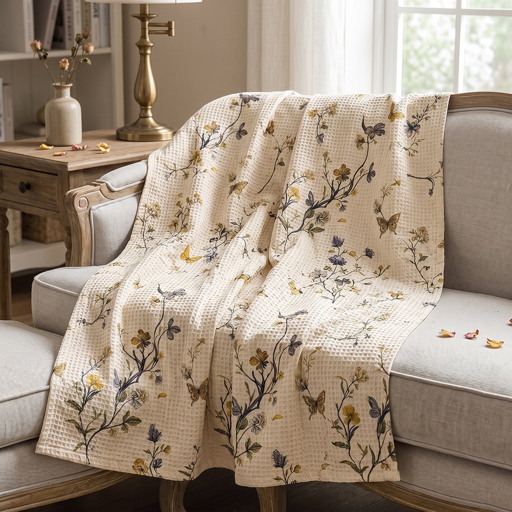 Custom Dyed Fresh Breathable Cotton Waffle Throw Blanket Fabric - Image 2