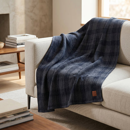 Natural Soft Fluffy Comfortable Cotton Waffle Bedding Blanket Fabric - Image 1