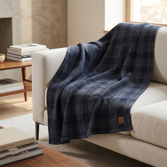 Natural Soft Fluffy Comfortable Cotton Waffle Bedding Blanket Fabric - Image 1