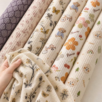 Natural Soft Fluffy Comfortable Cotton Waffle Bedding Blanket Fabric - Image 3