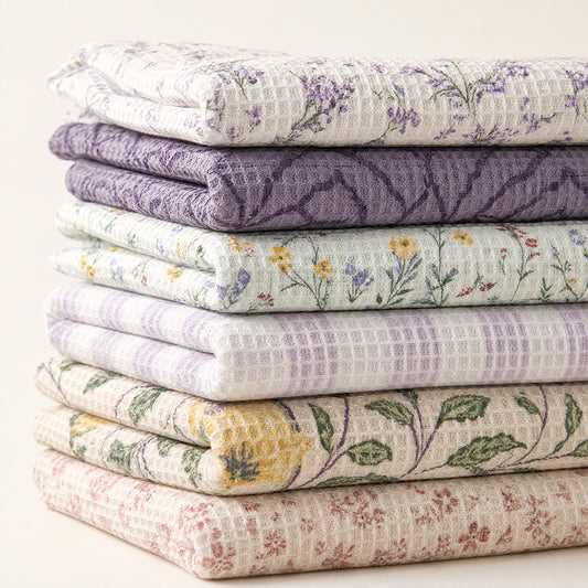 Skin Friendly Comfortable Easy Care Cotton Polyester Waffle Sheet Fabric - Image 1