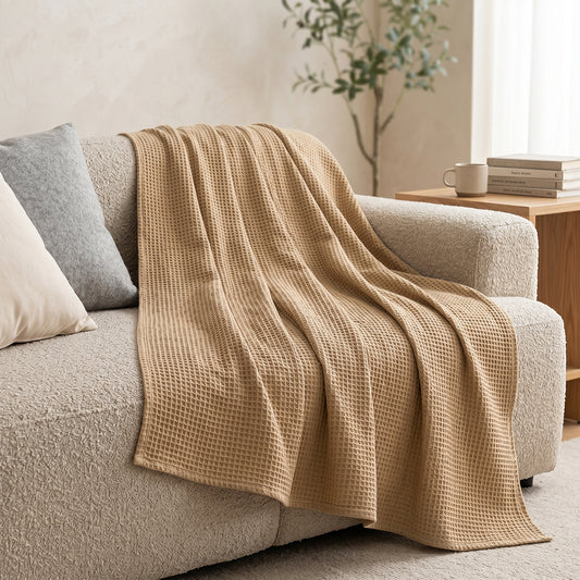 Soft Moisture Absorbing Breathable Cotton Polyester Waffle Bedding Set Fabric - Image 2