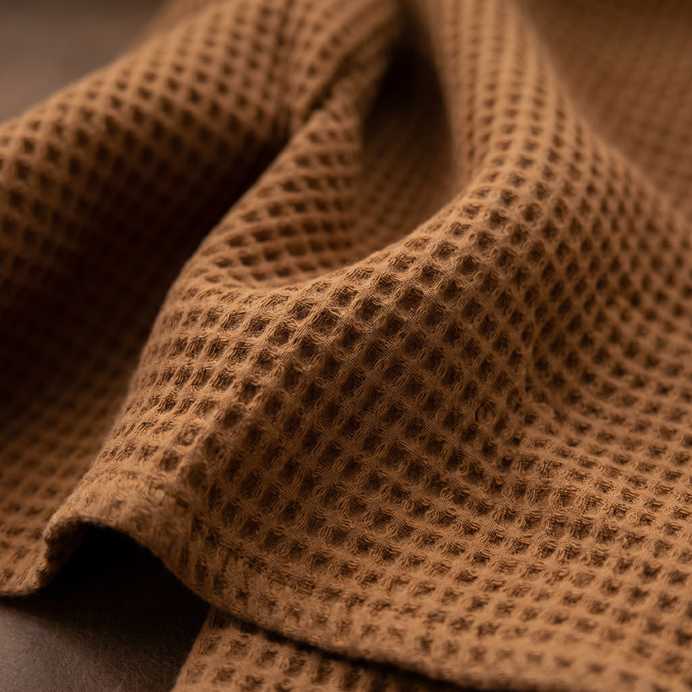 Soft Moisture Absorbing Breathable Cotton Polyester Waffle Bedding Set Fabric - Image 3