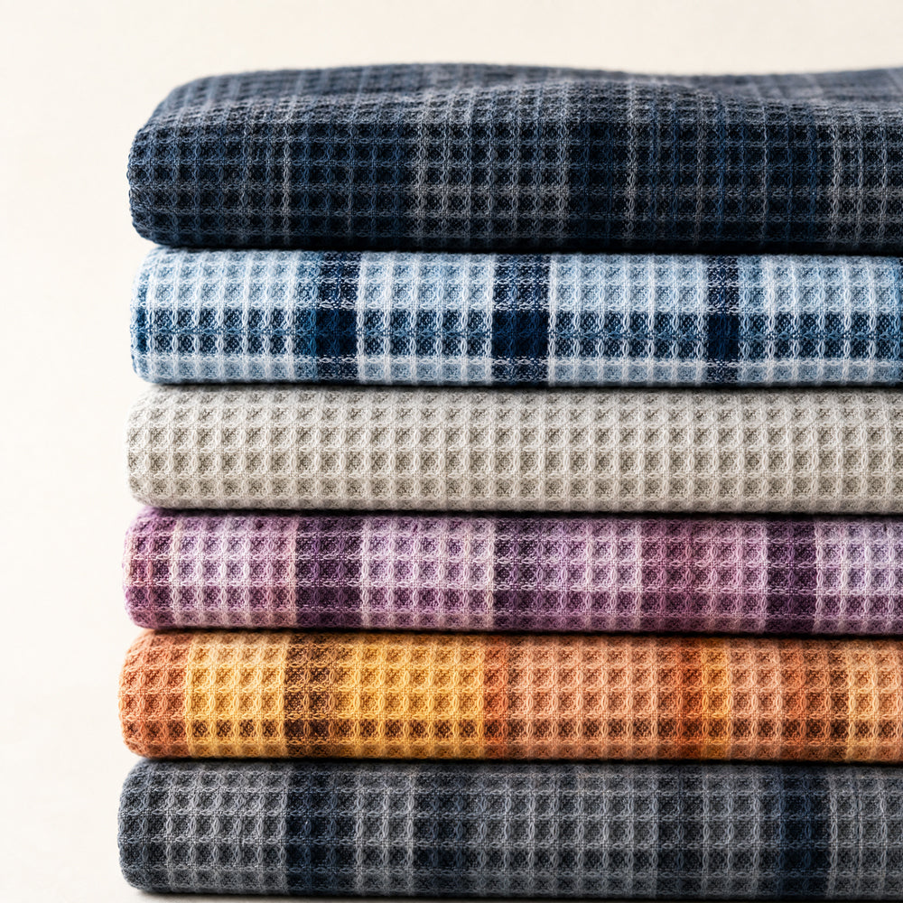 Fresh Skin Friendly Natural Grid Cotton Polyester Waffle Throw Fabric - Image 4