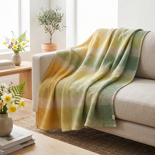 Dense Durable Soft Touch Cotton Polyester Waffle Bed Linen Fabric - Image 1