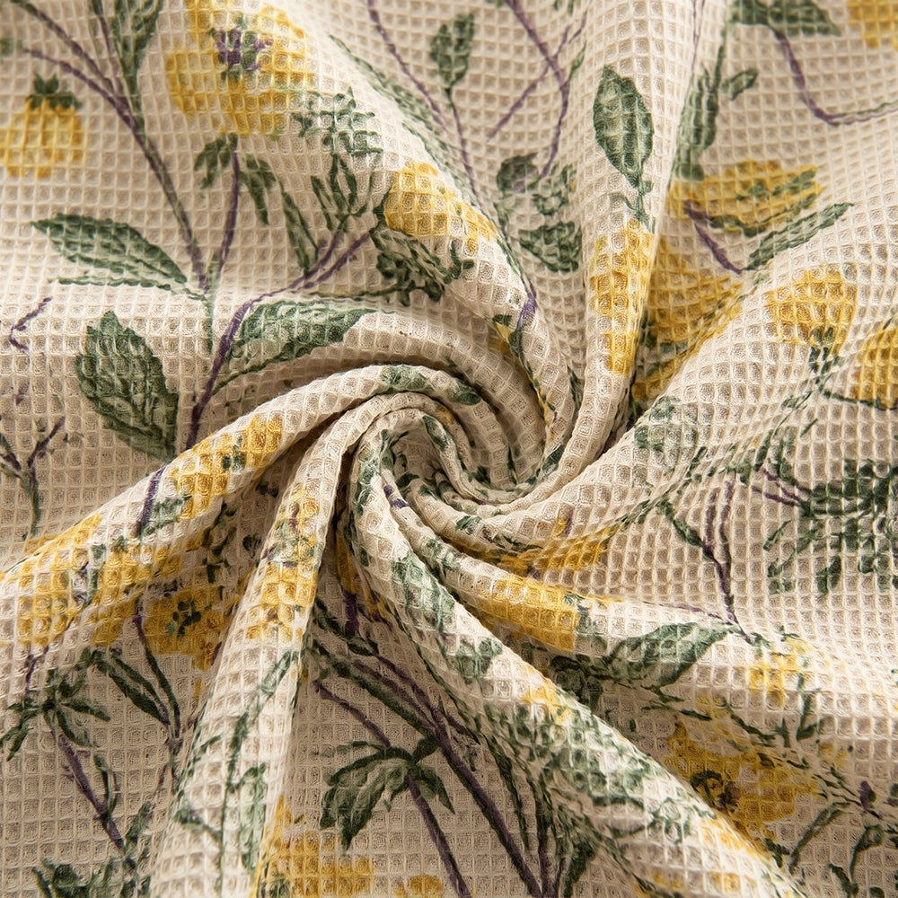 Minimal Textured Wear Resistant Easy Care Cotton Polyester Waffle Sheet Duvet Fabric - Image 1
