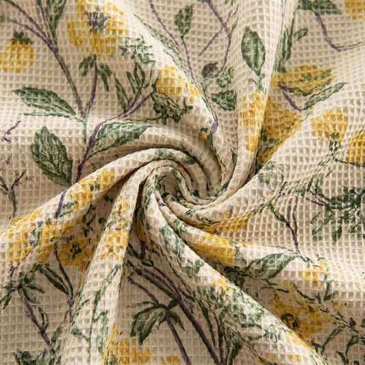 Minimal Textured Wear Resistant Easy Care Cotton Polyester Waffle Sheet Duvet Fabric - Image 1