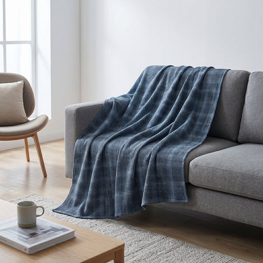 Minimal Textured Wear Resistant Easy Care Cotton Polyester Waffle Sheet Duvet Fabric - Image 2