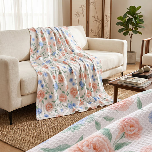 Premium Fluffy Shape Retaining Cotton Polyester Waffle Casual Blanket Fabric - Image 1