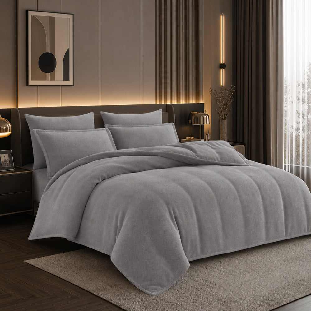 Luxury Natural Textured Smooth Breathable Linen Bamboo Duvet Cover Fabric - Image 3