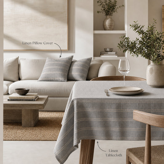 Elegant Decorative Smooth Drapey Linen Viscose Spandex Tablecloth Fabric - Image 1