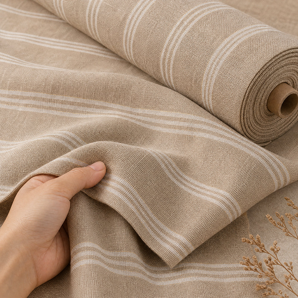 Soft Smooth Natural Drapey Linen Viscose Spandex Home Bedding Fabric - Image 4