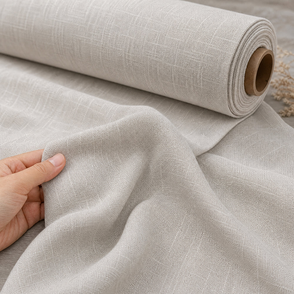 Natural Linen Texture Soft Smooth Tencel Lyocell Sheet Fabric - Image 4