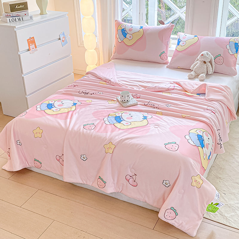 Lightweight Ice Silk Touch Comfortable Cartoon Printed Summer Bedding Fabric - Image 3