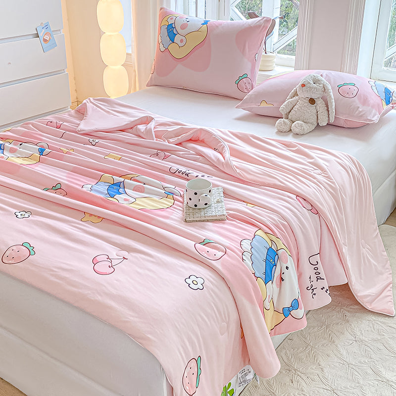 Fresh Cartoon Printed Soft Stretch Summer Duvet Cover Fabric - Image 2