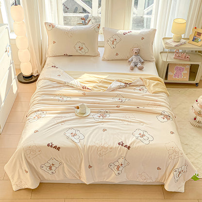 Skin Friendly Cool Smooth Comfortable Cartoon Printed Bed Linen Fabric - Image 2